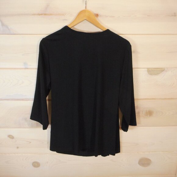 NWT Lane Bryant Womens Size 14/16 Black Top Surplice Deep V-neck 3/4 Sleeve - Picture 3 of 11